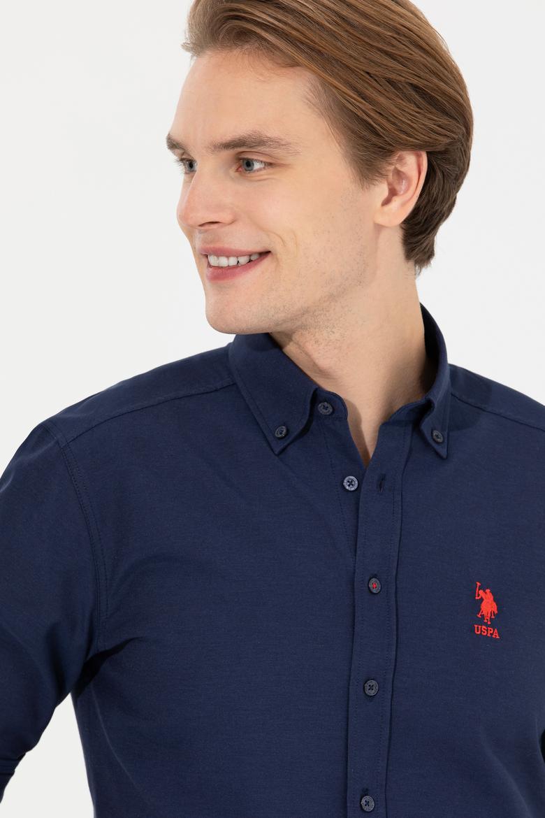 Erkek Lacivert Uzun Kollu Basic Gömlek