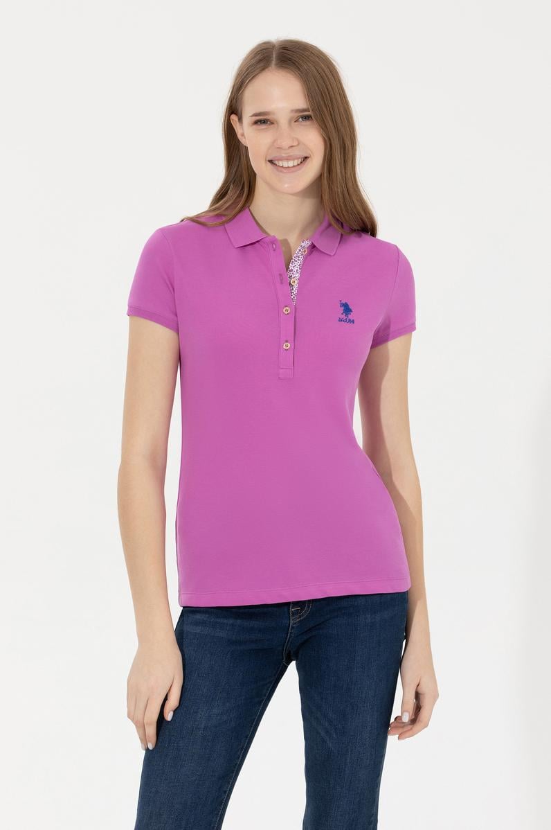 Kadın Menekşe Basic Polo Yaka Tişört