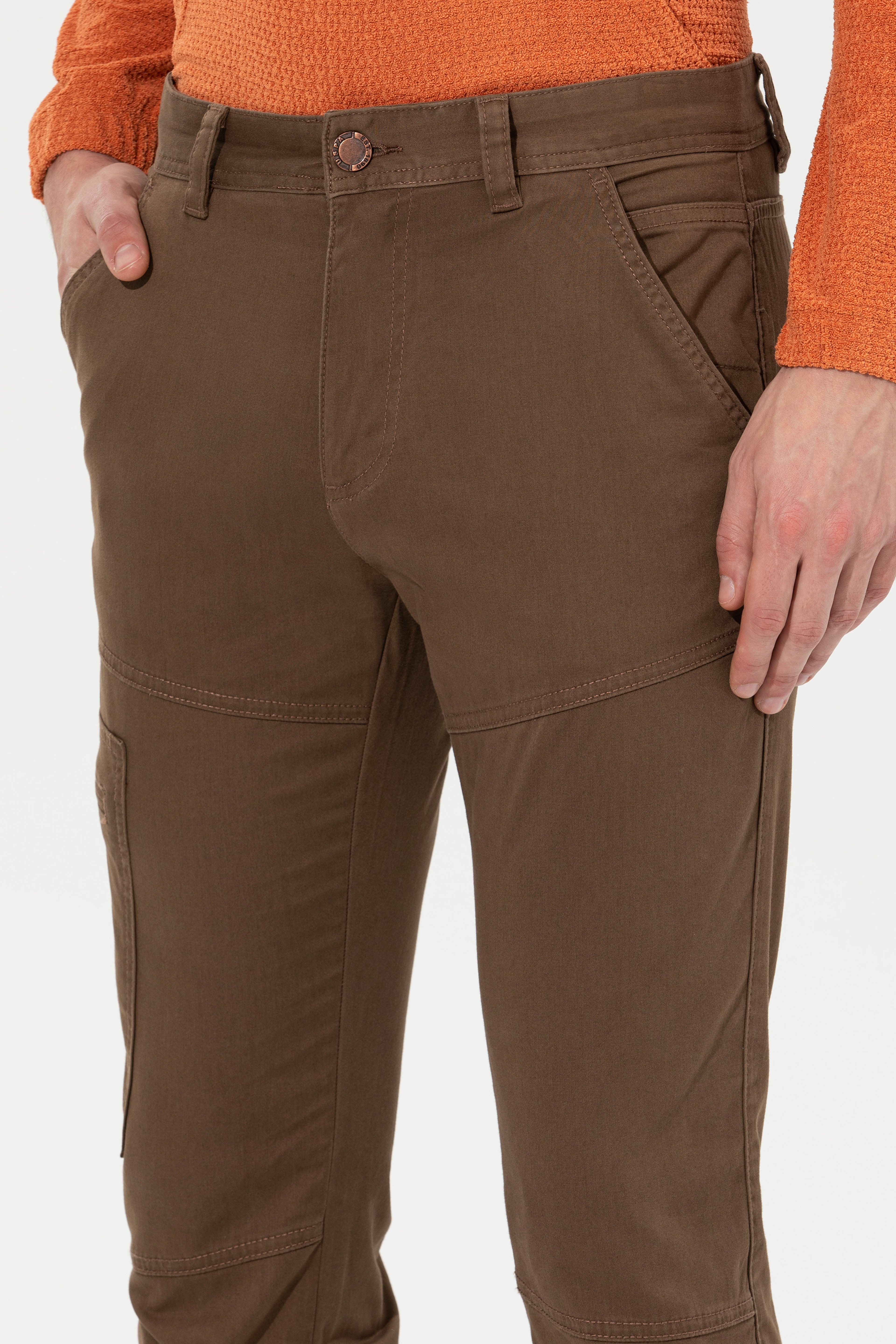 Erkek Jogger Fit Coconut Kanvas Pantolon - Image 5