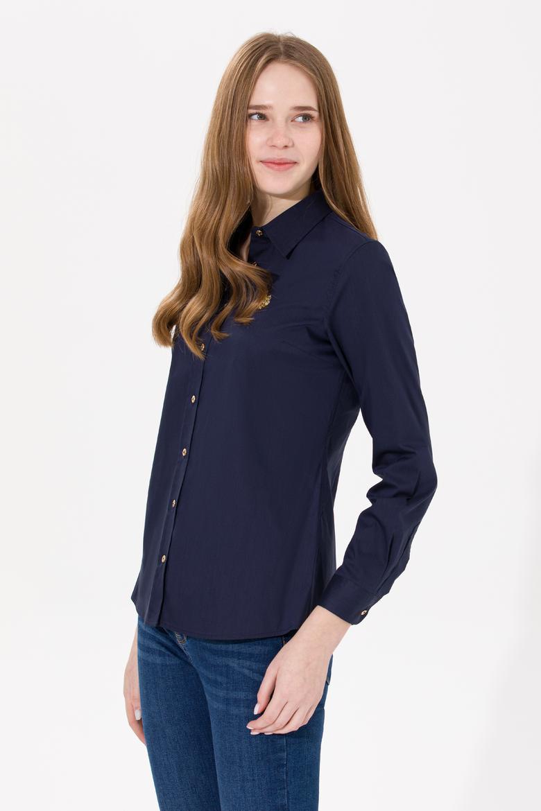 Kadın Lacivert Uzun Kollu Basic Gömlek - 50256721018