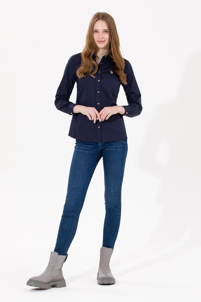 Kadın Lacivert Uzun Kollu Basic Gömlek - 50256721018