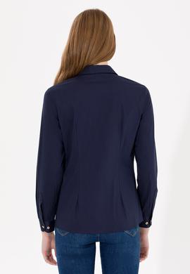 Kadın Lacivert Uzun Kollu Basic Gömlek - 50256721018