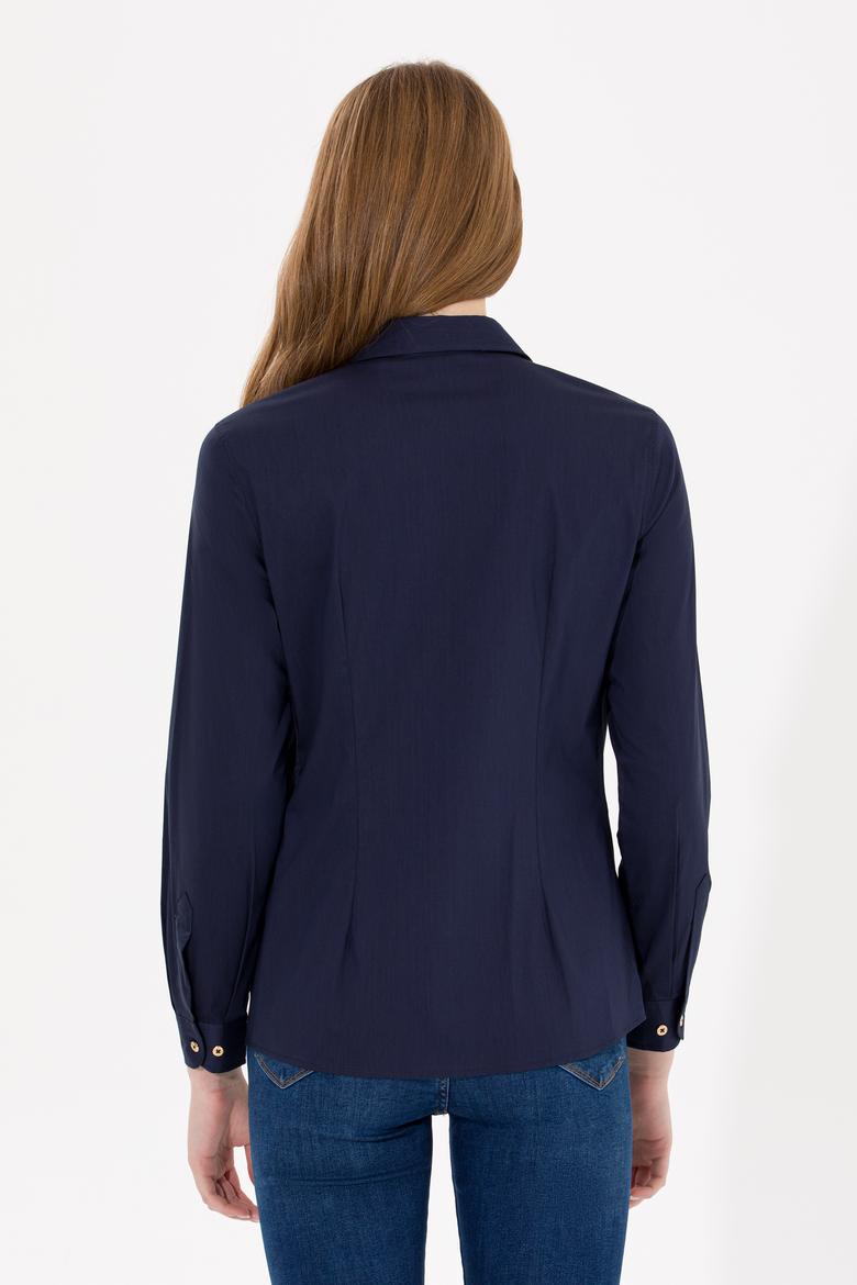 Kadın Lacivert Uzun Kollu Basic Gömlek - 50256721018