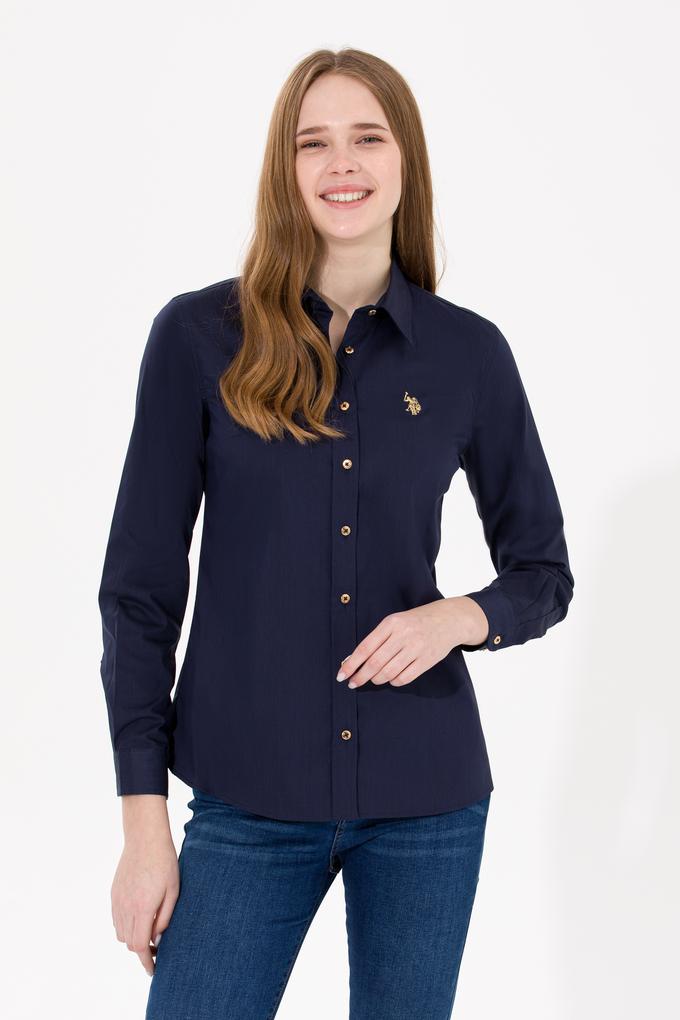 Kadın Lacivert Uzun Kollu Basic Gömlek