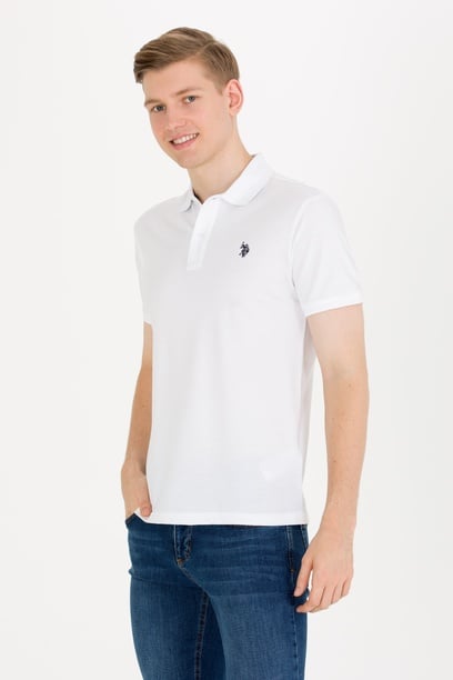 Erkek Beyaz Basic Polo Yaka Tişört