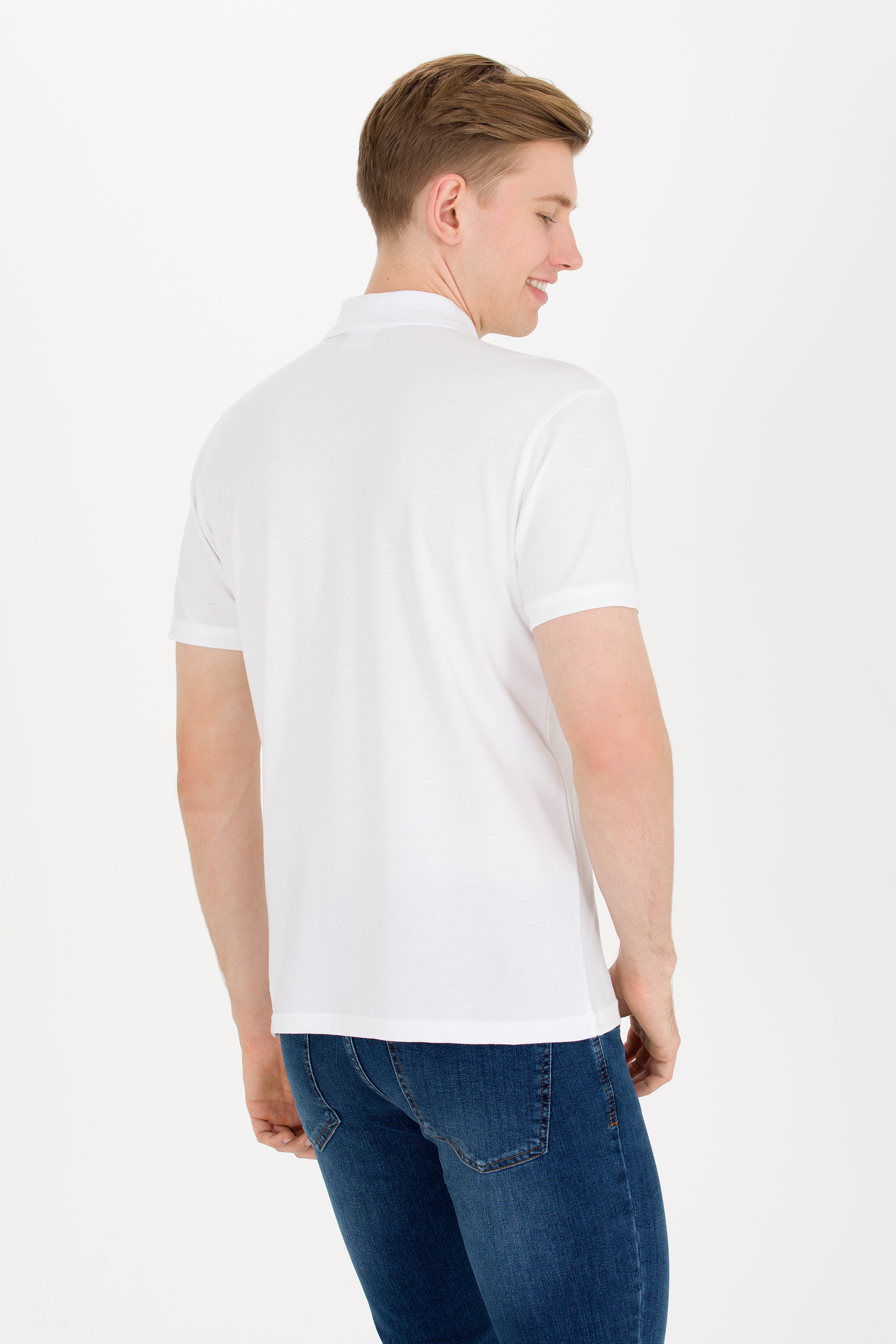 Erkek Beyaz Basic Polo Yaka Tişört