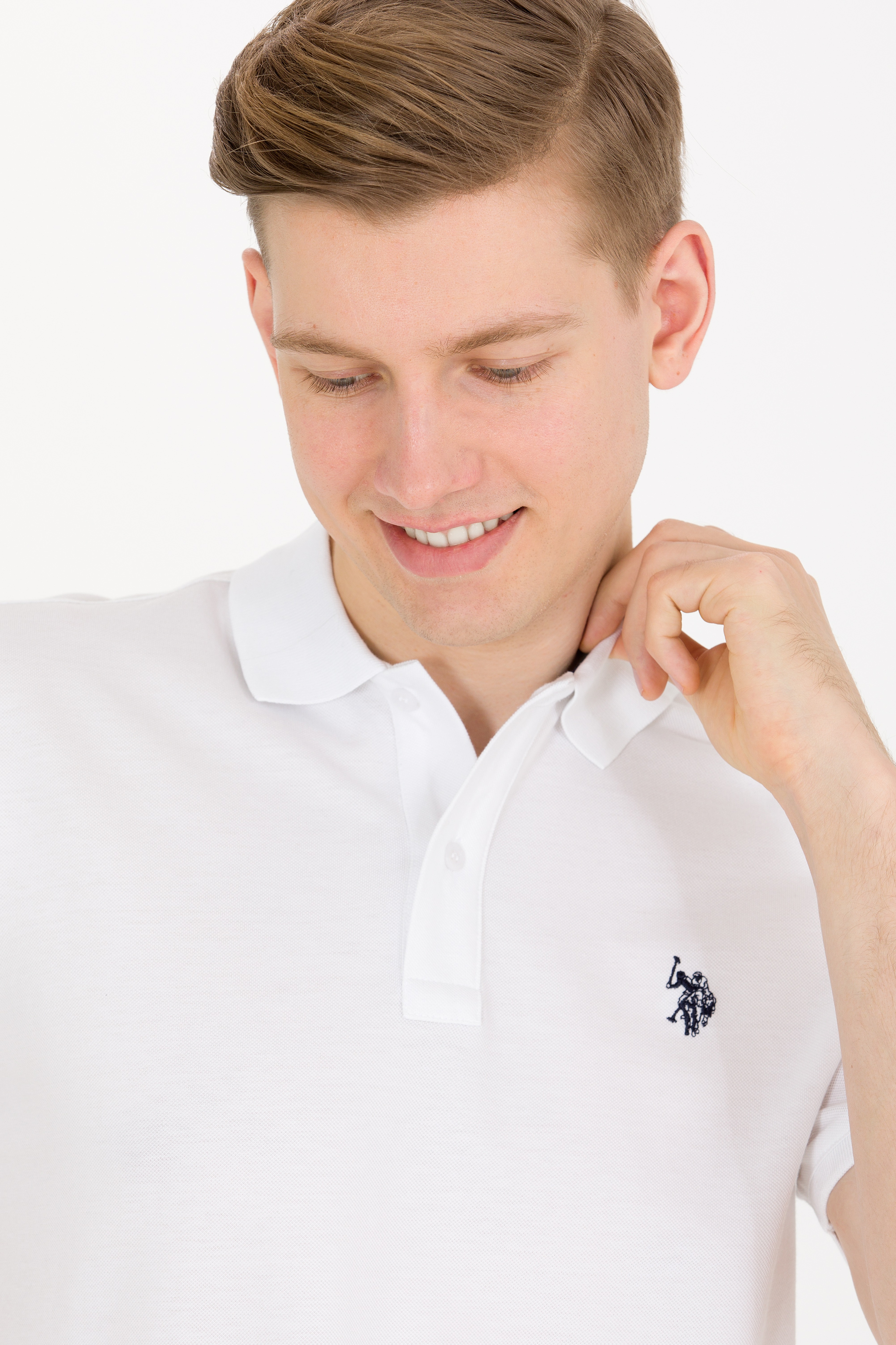 Erkek Beyaz Basic Polo Yaka Tişört