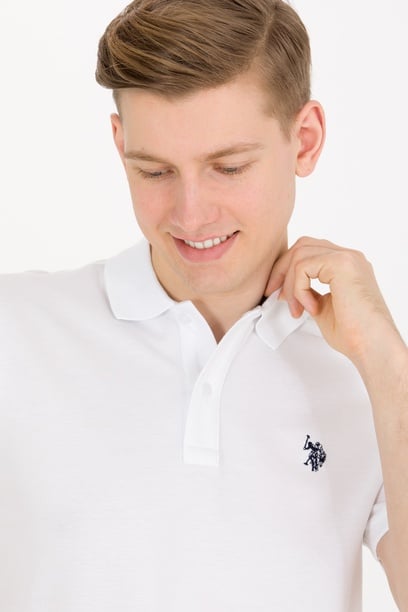 Erkek Beyaz Basic Polo Yaka Tişört