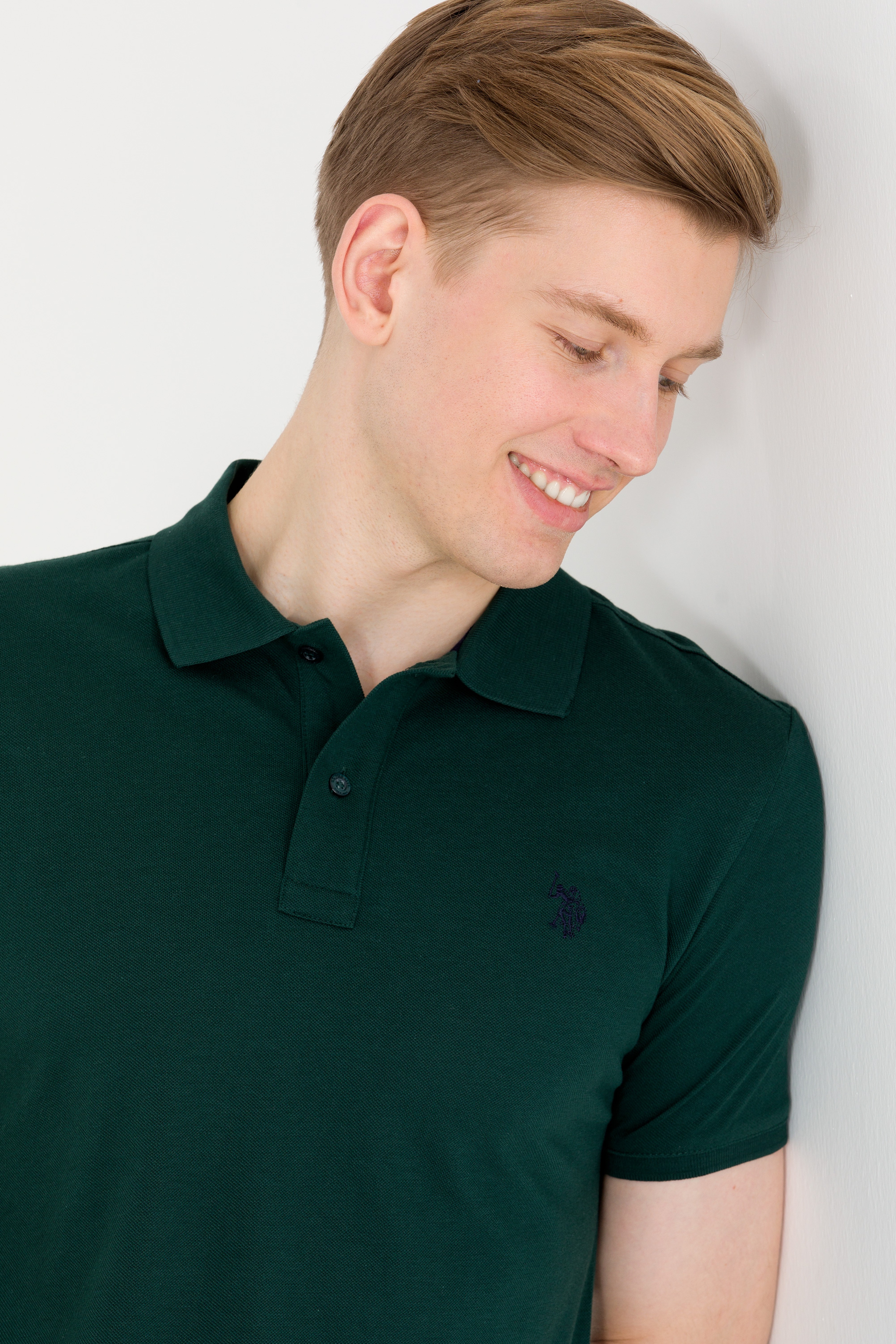 Erkek Koyu Yeşil Polo Yaka Basic T-Shirt - Image 1
