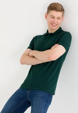 Erkek Koyu Yeşil Polo Yaka Basic T-Shirt - 50262933005