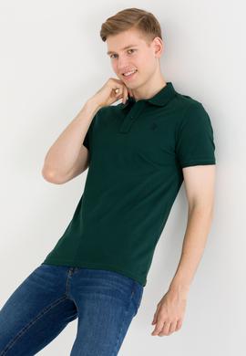 Erkek Koyu Yeşil Polo Yaka Basic T-Shirt - 50262933005