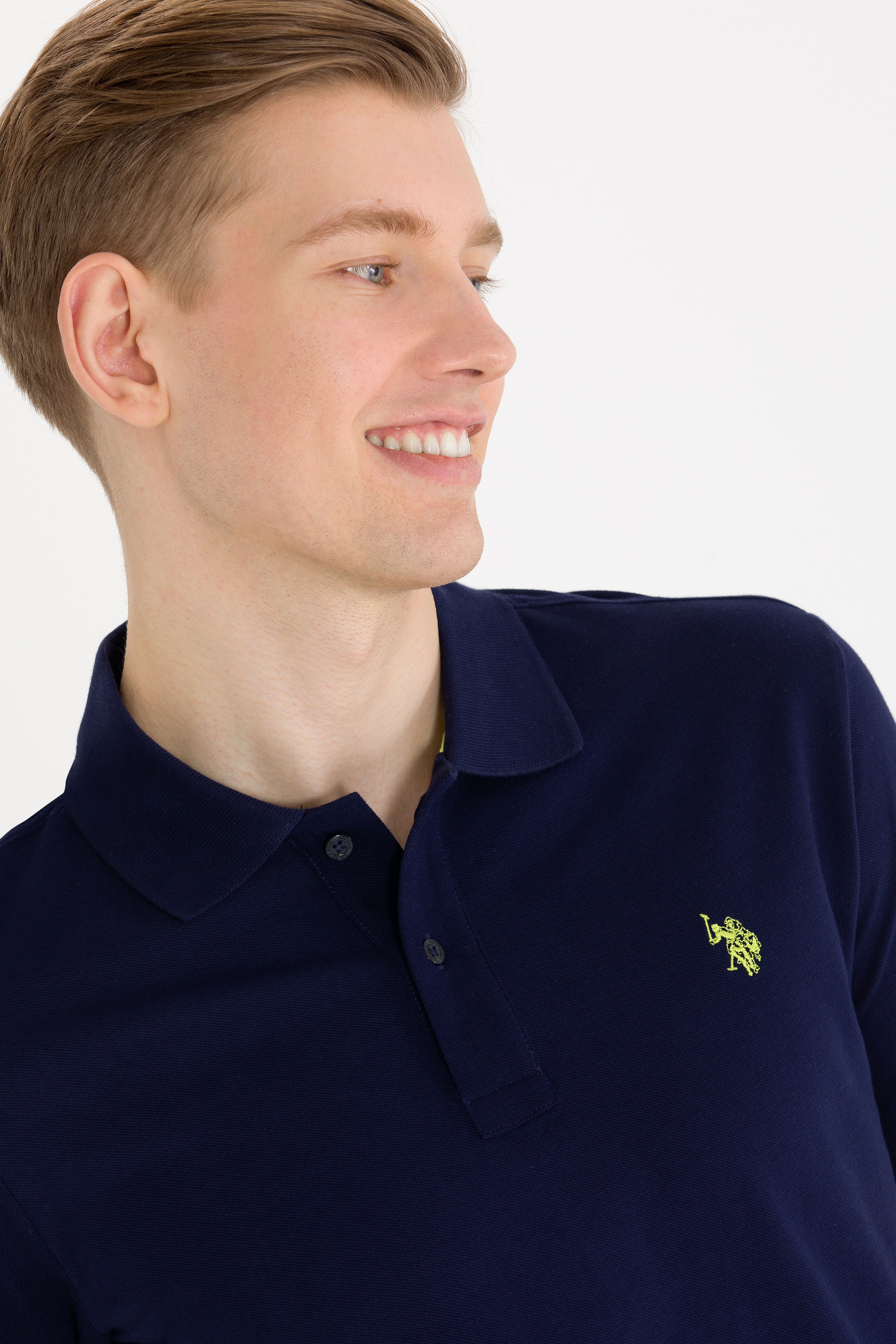 Erkek Lacivert Basic Polo Yaka Tişört - Image 1