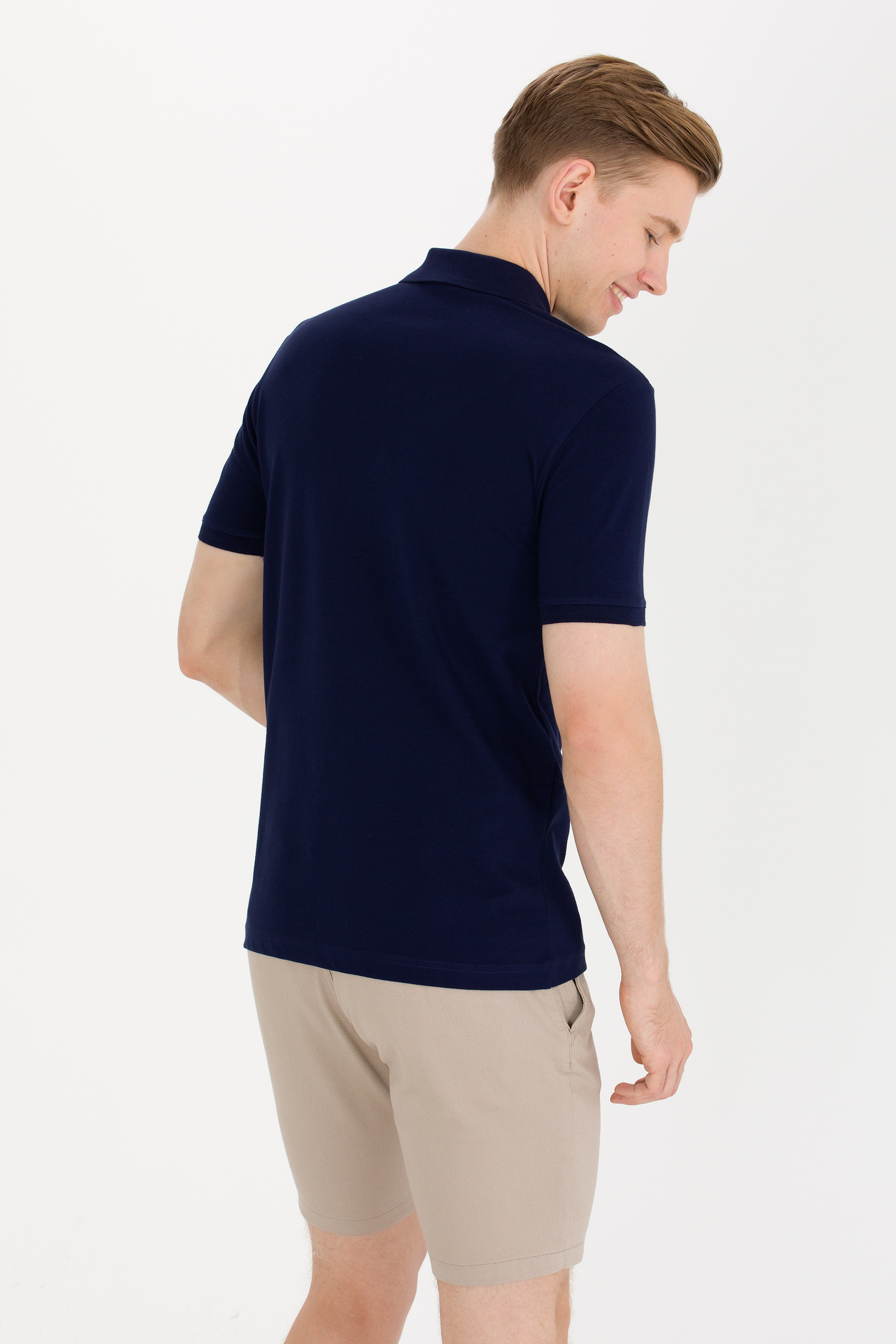 Erkek Lacivert Basic Polo Yaka Tişört - Image 5