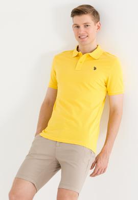 Erkek Koyu Sarı Basic Polo Yaka Tişört - 50262933225