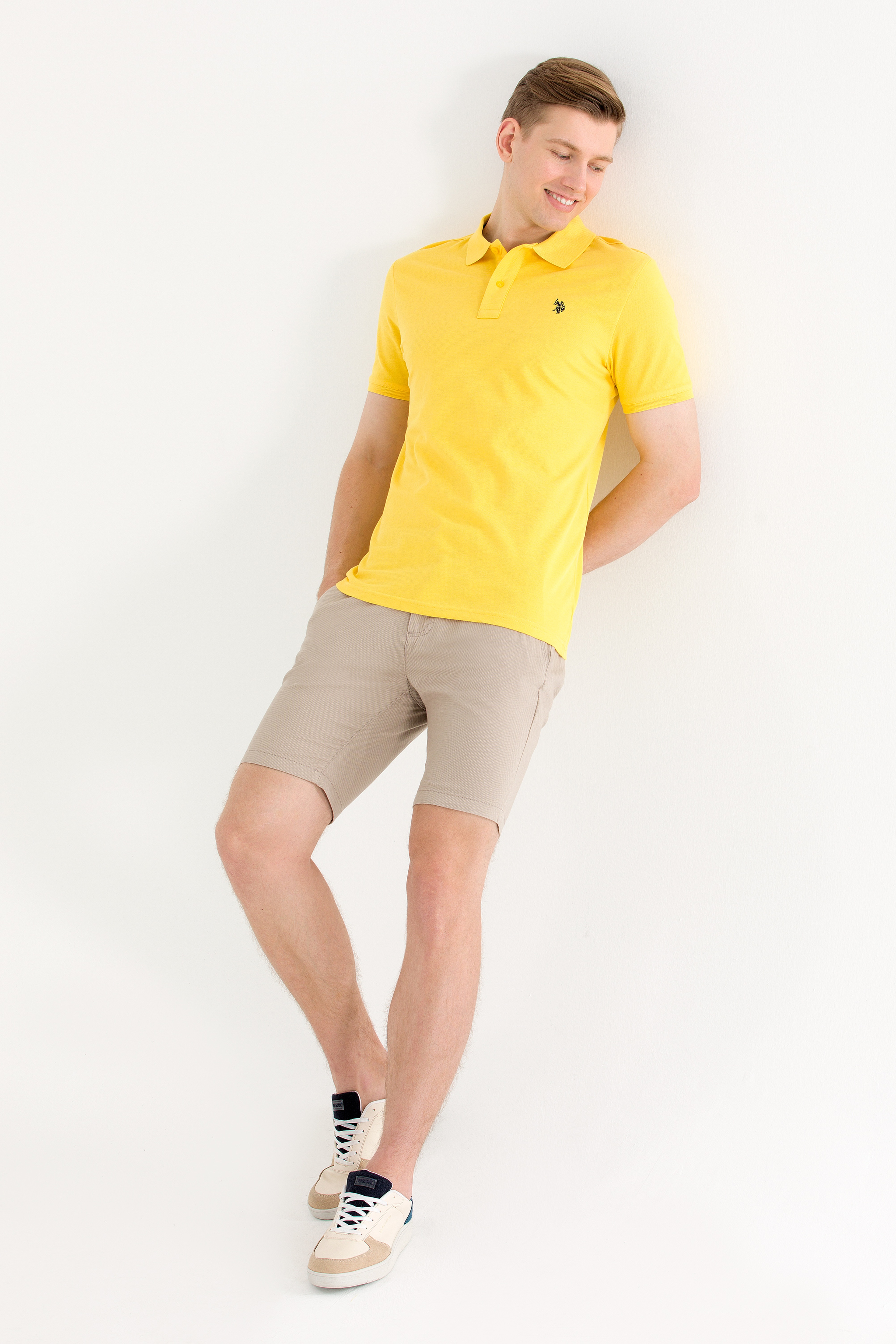 Erkek Koyu Sarı Basic Polo Yaka Tişört