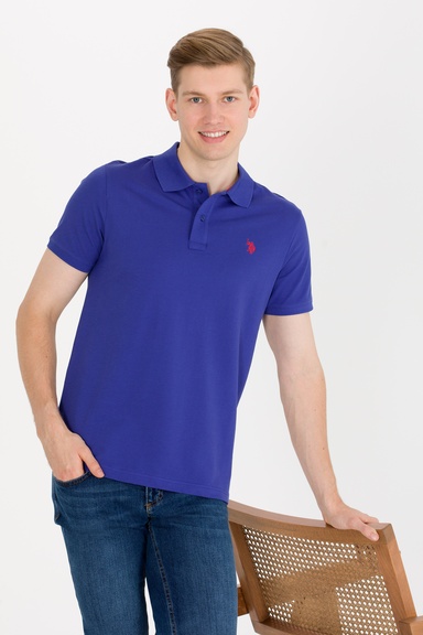 Erkek Mavi Basic Polo Yaka Tişört