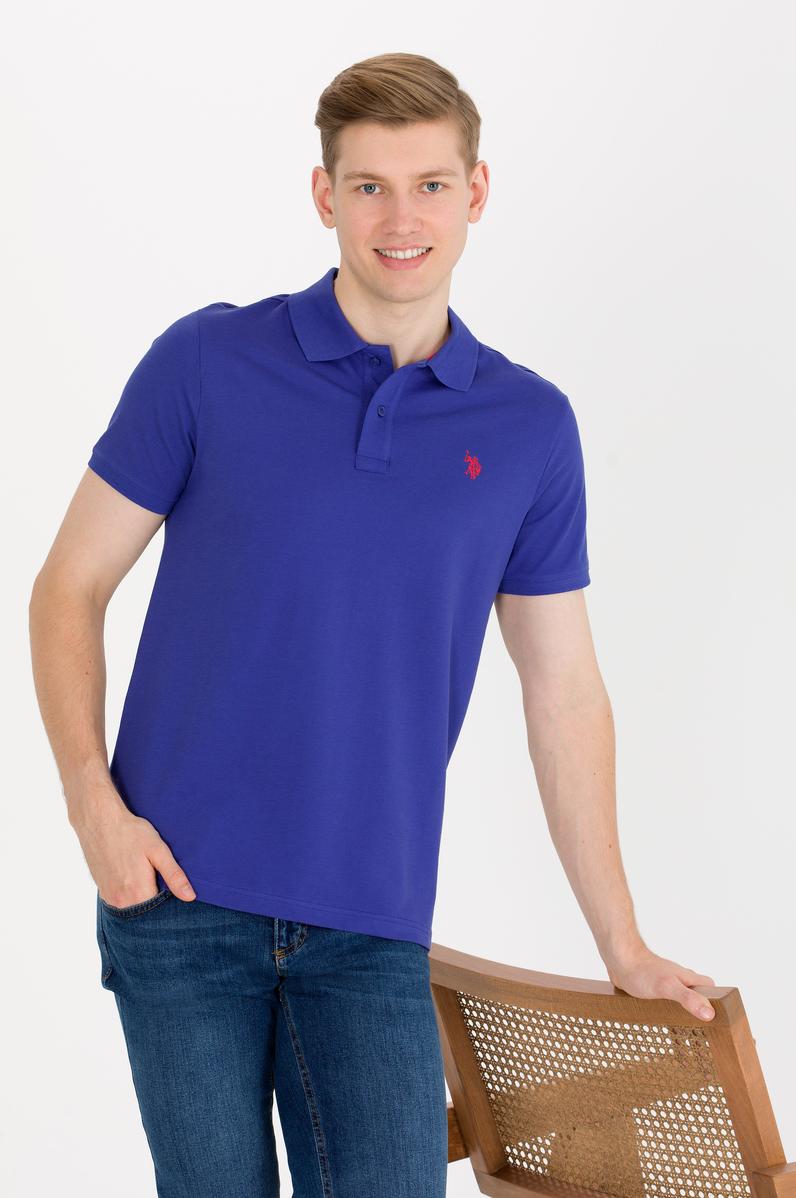 Erkek Mavi Basic Polo Yaka Tişört