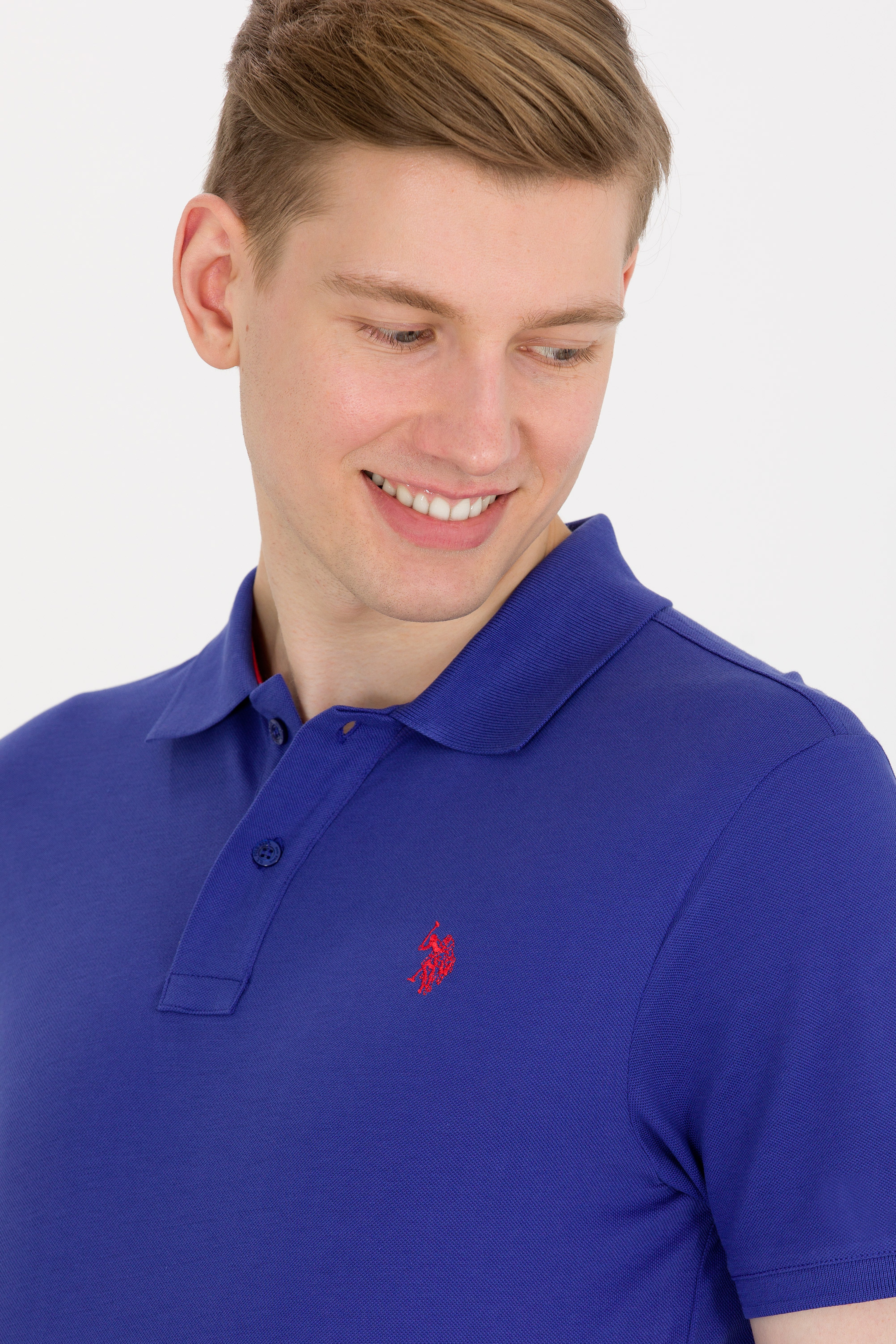 Erkek Mavi Basic Polo Yaka Tişört - Image 2