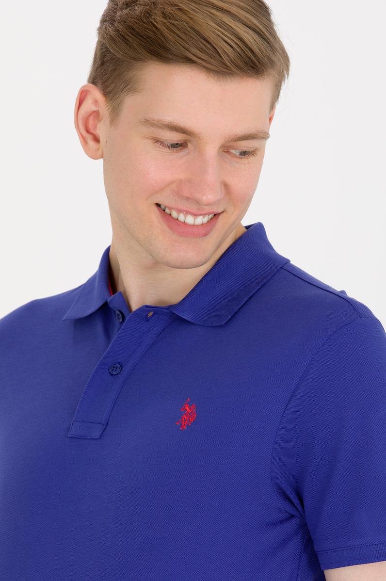 Erkek Mavi Basic Polo Yaka Tişört