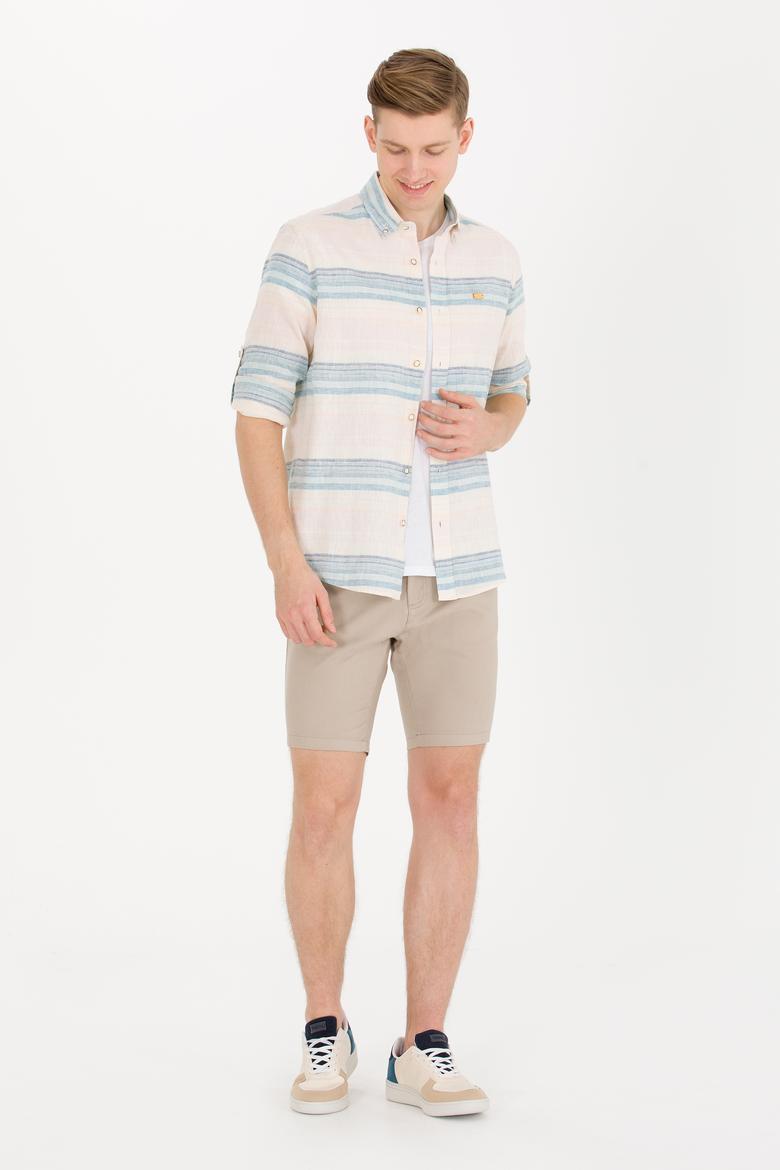 Erkek Haki Dokuma Şort