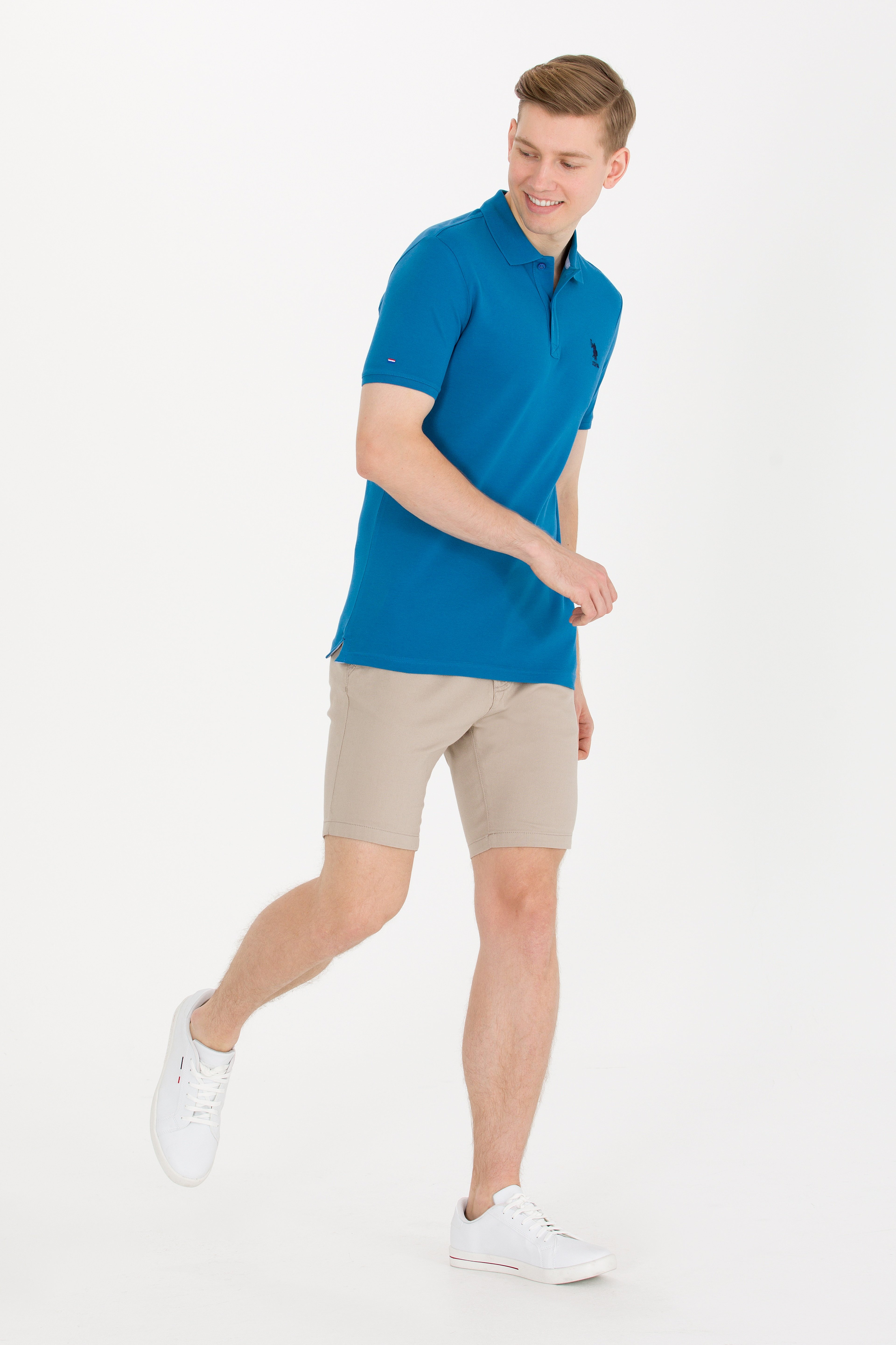 Erkek Petrol Basic Polo Yaka Tişört - Image 4