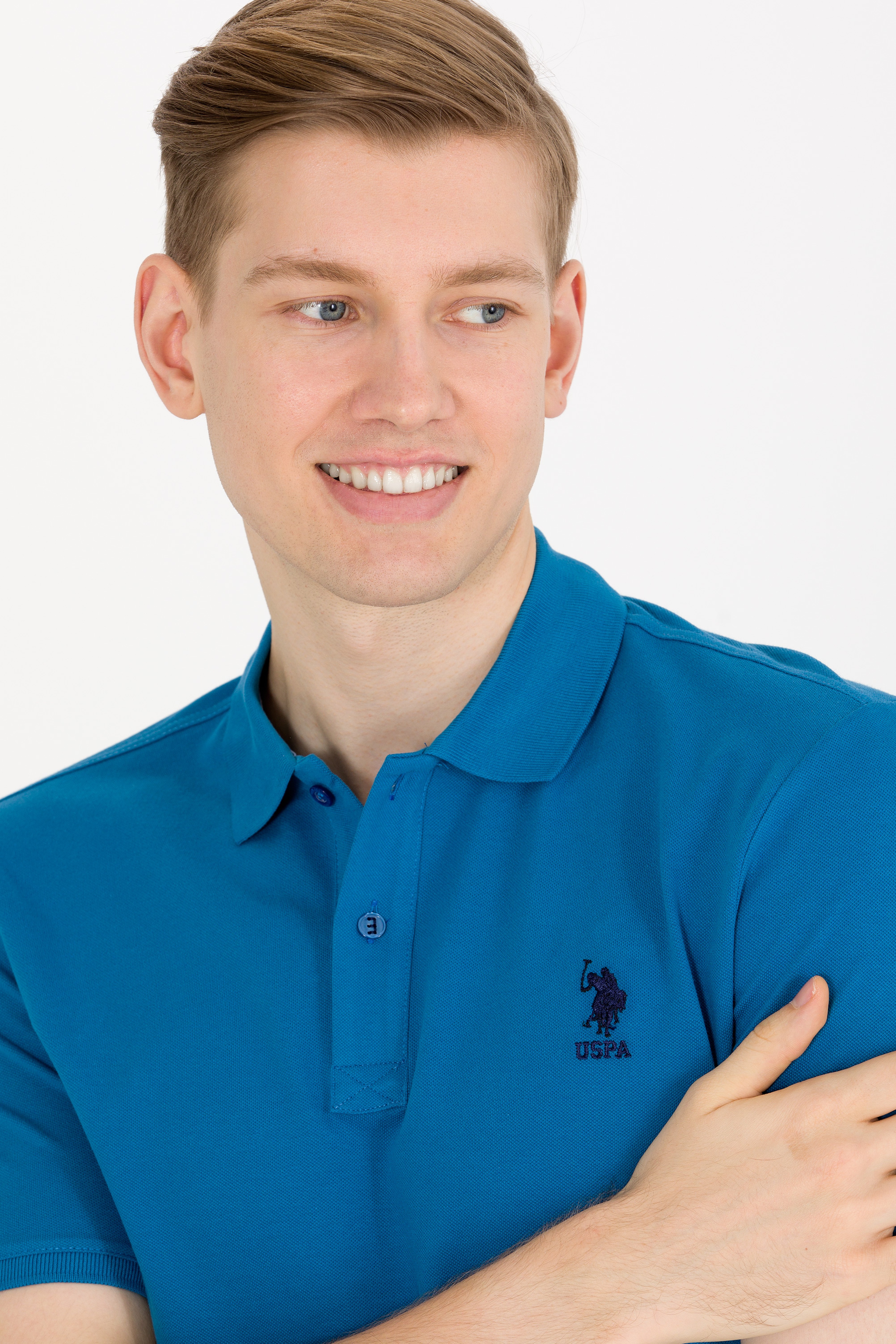 Erkek Petrol Basic Polo Yaka Tişört - Image 1