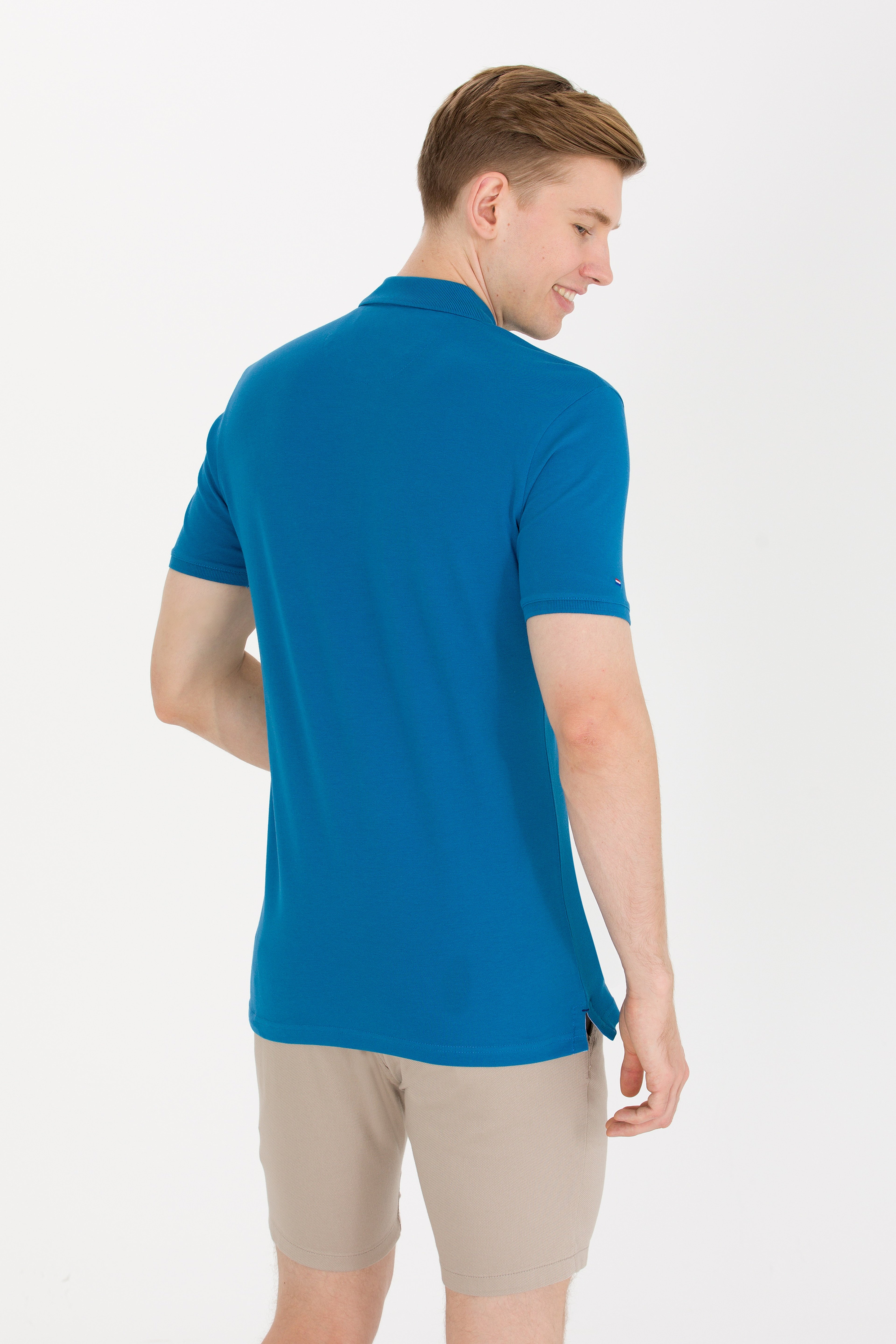 Erkek Petrol Basic Polo Yaka Tişört - Image 5