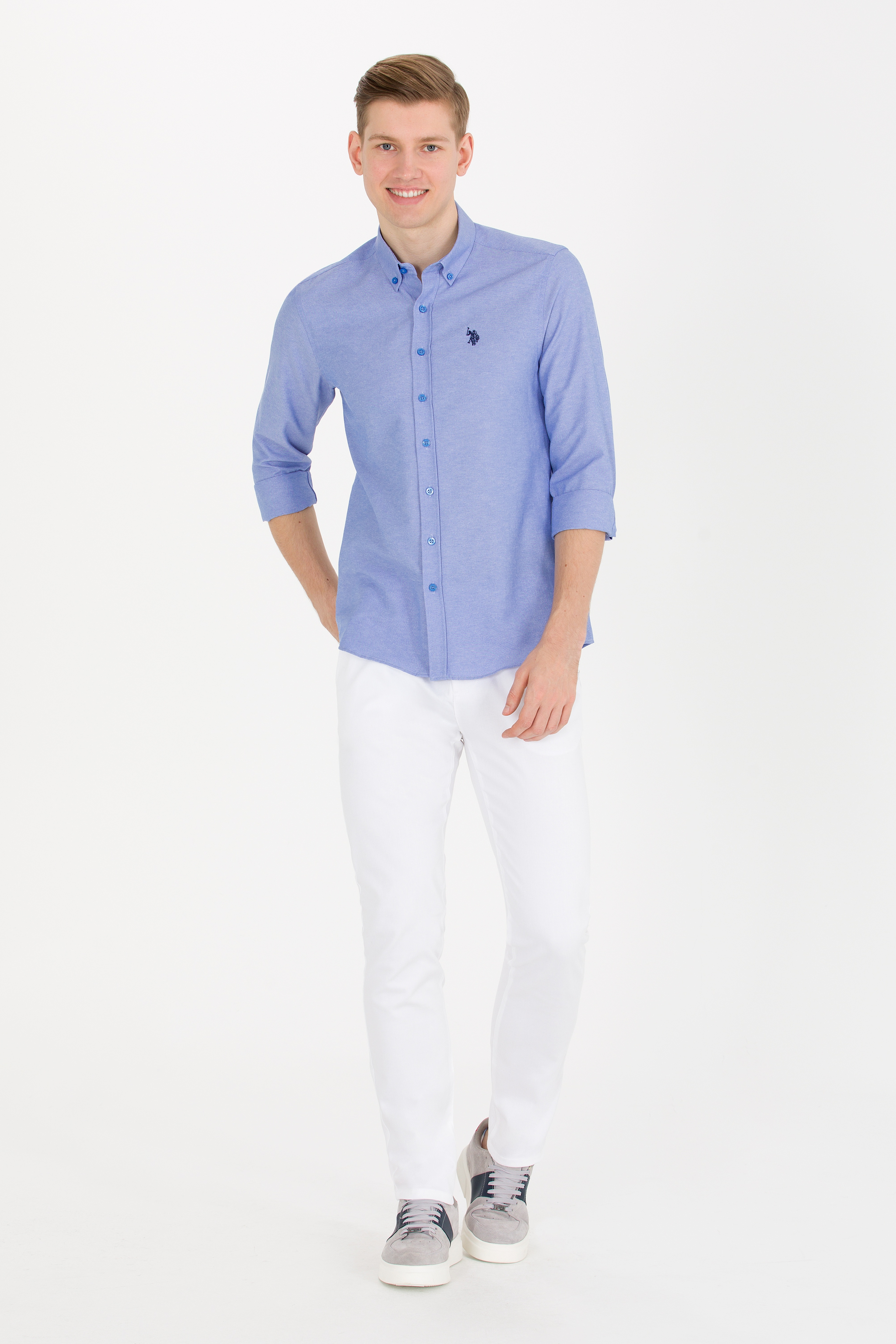 Erkek Slim Fit Beyaz Kanvas / Chino Pantolon