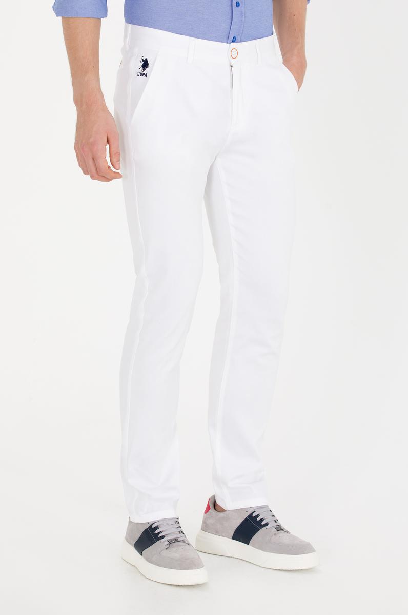 Erkek Slim Fit Beyaz Kanvas / Chino Pantolon