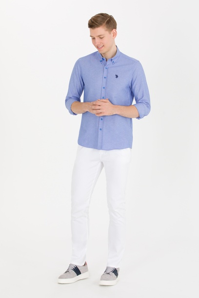 Erkek Slim Fit Beyaz Kanvas / Chino Pantolon