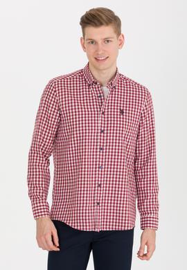 Erkek Kareli Bordo Gömlek - 50262374007