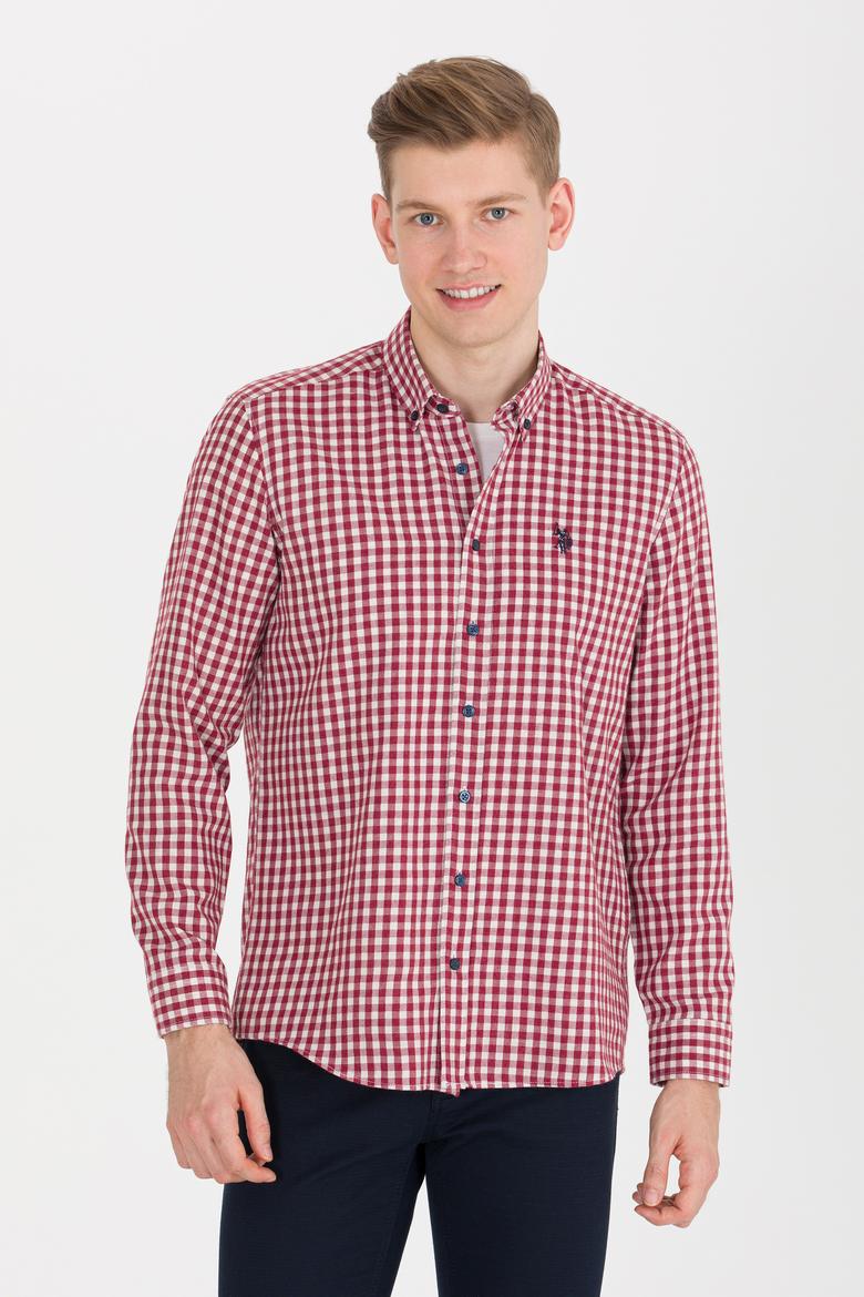 Erkek Kareli Bordo Gömlek - 50262374007