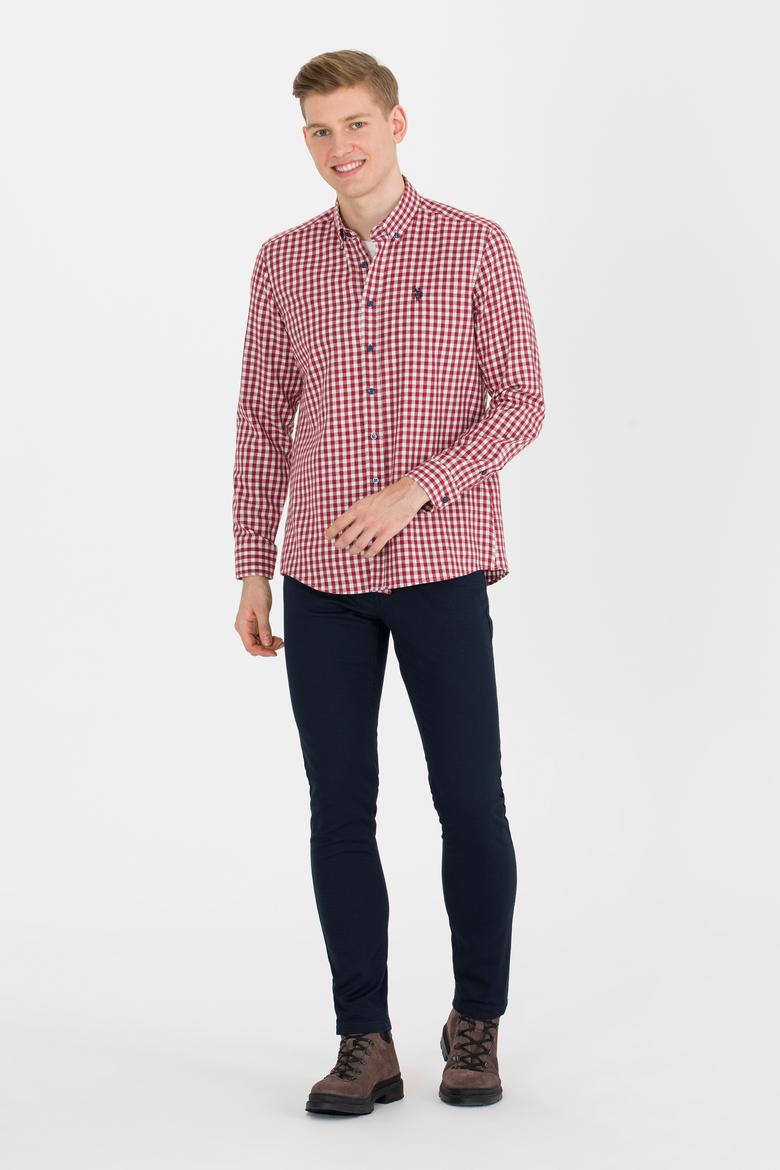 Erkek Kareli Bordo Gömlek - 50262374007