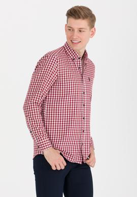 Erkek Kareli Bordo Gömlek - 50262374007