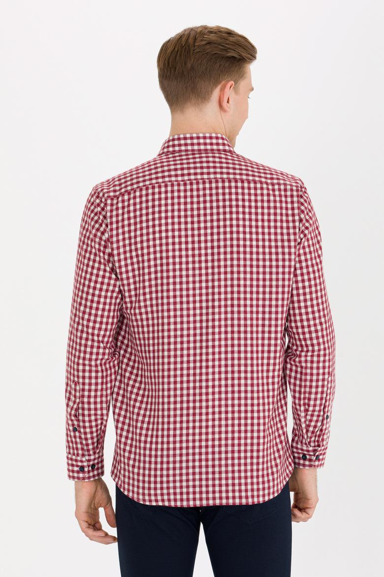 Erkek Kareli Bordo Gömlek - 50262374007