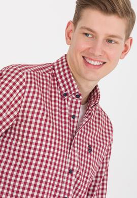 Erkek Kareli Bordo Gömlek - 50262374007