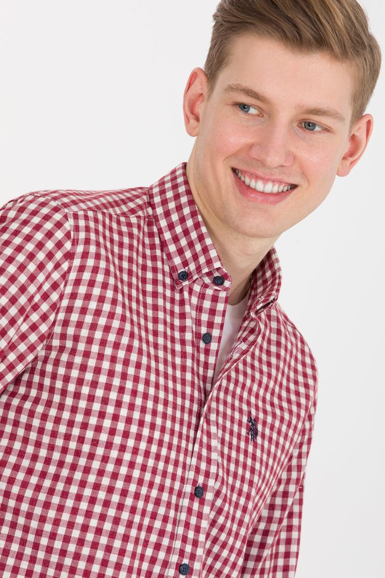 Erkek Kareli Bordo Gömlek - 50262374007