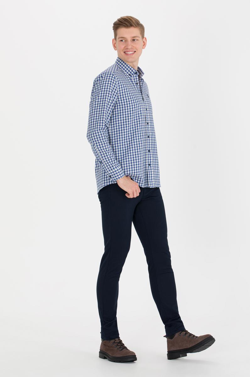 Erkek Kareli Lacivert Gömlek