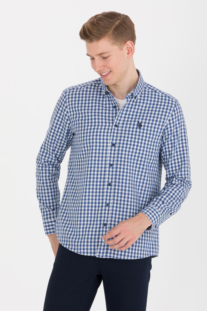 Erkek Kareli Lacivert Gömlek