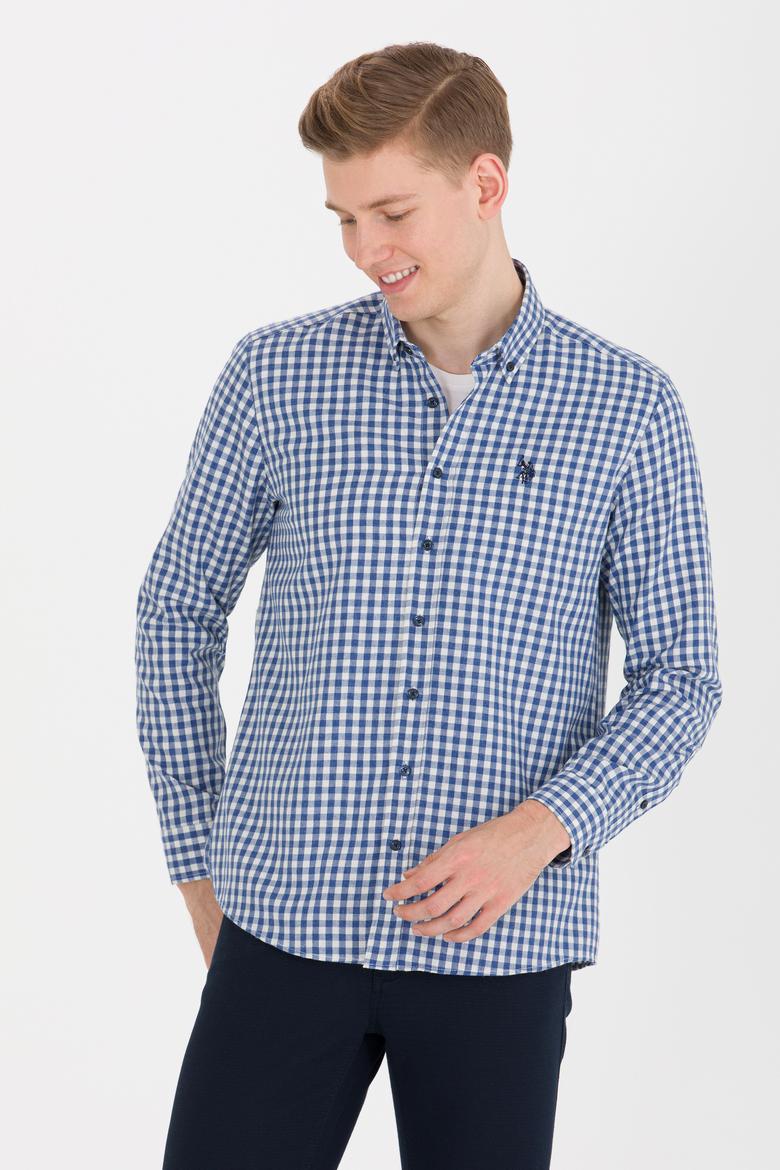Erkek Kareli Lacivert Gömlek