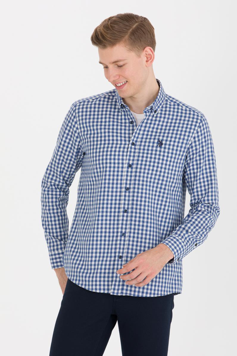Erkek Kareli Lacivert Gömlek