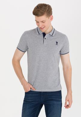 Erkek Gri Melanj Basic Polo Yaka Tişört - 50264890120