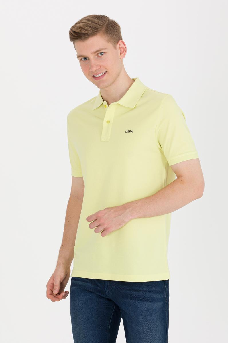 Erkek Açık Sarı Basic Polo Yaka Tişört