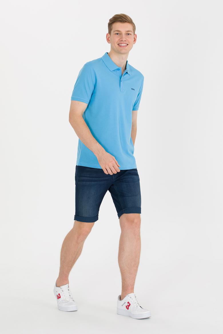 Erkek Turkuaz Basic Polo Yaka Tişört - 50264892108