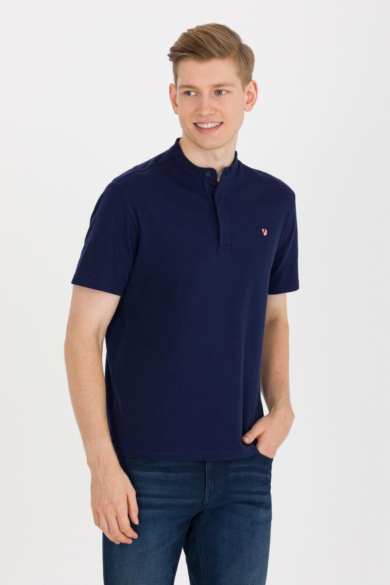 Erkek Lacivert Hakim Yaka Tişört - 50264907017