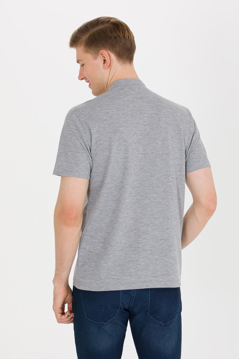 Erkek Gri Melanj Hakim Yaka Tişört - 50264907023