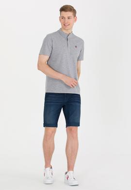 Erkek Gri Melanj Hakim Yaka Tişört - 50264907023