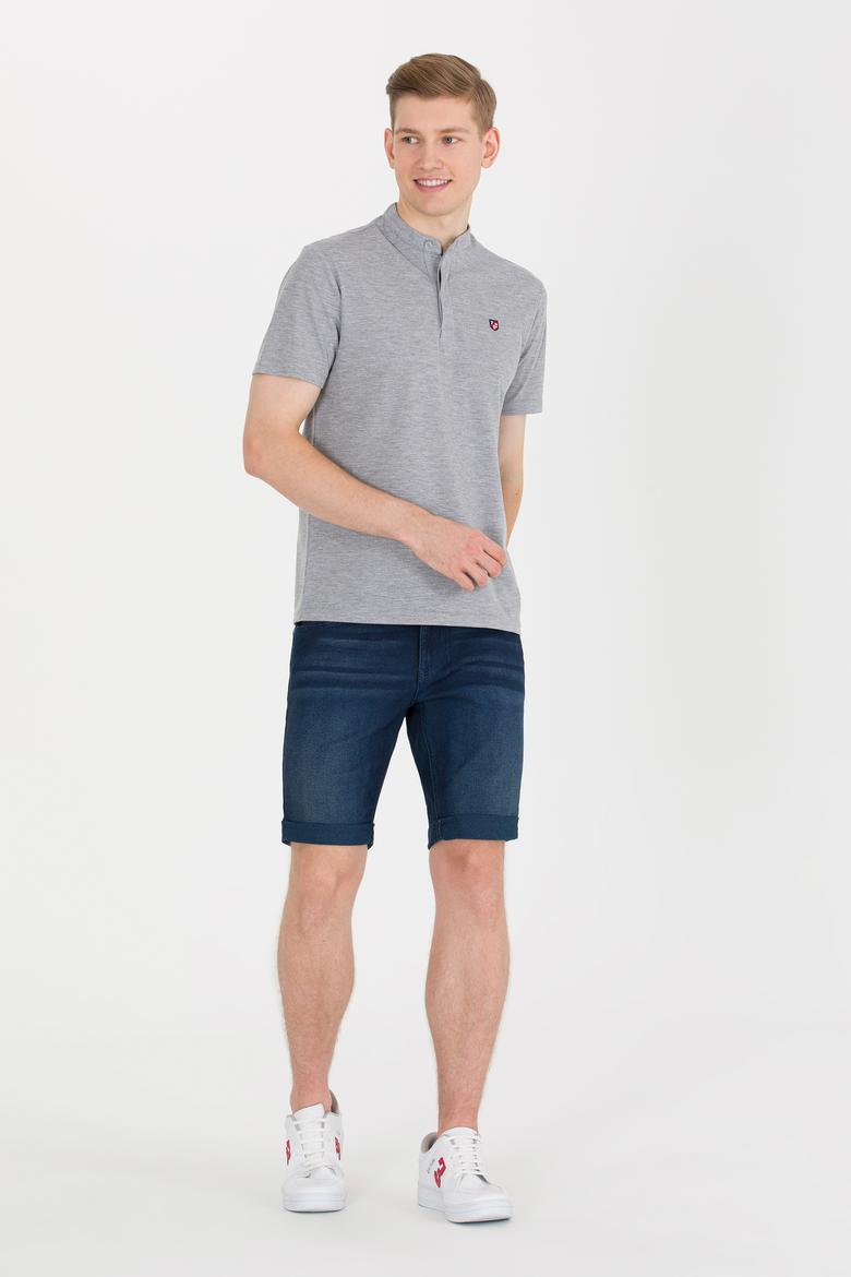 Erkek Gri Melanj Hakim Yaka Tişört - 50264907023