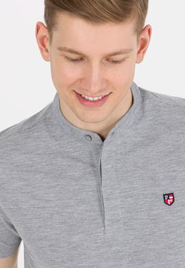 Erkek Gri Melanj Hakim Yaka Tişört - 50264907023