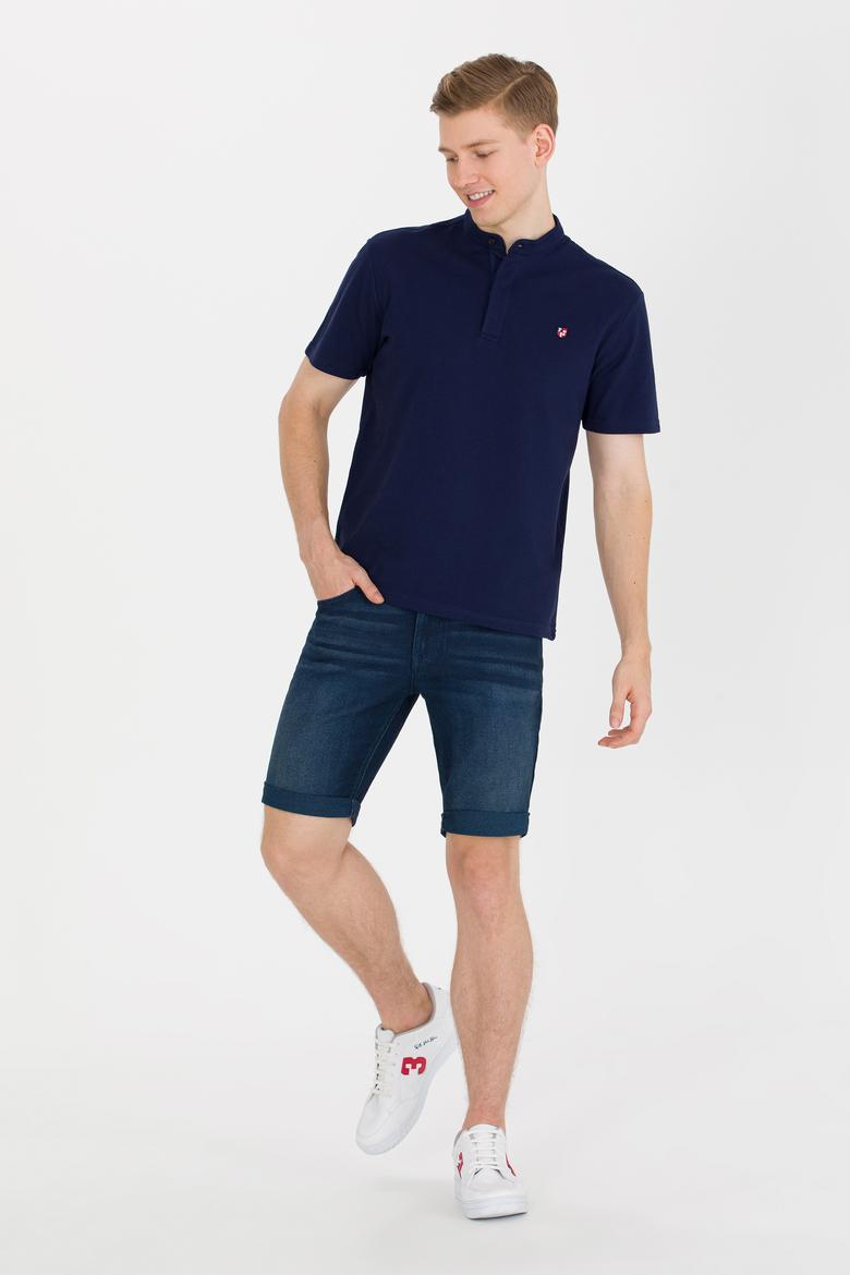 Erkek Lacivert Hakim Yaka Tişört - 50264907017